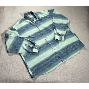 Vintage Bertelli Mens Button Up Shirt Size XL Lion Buttons Striped Print